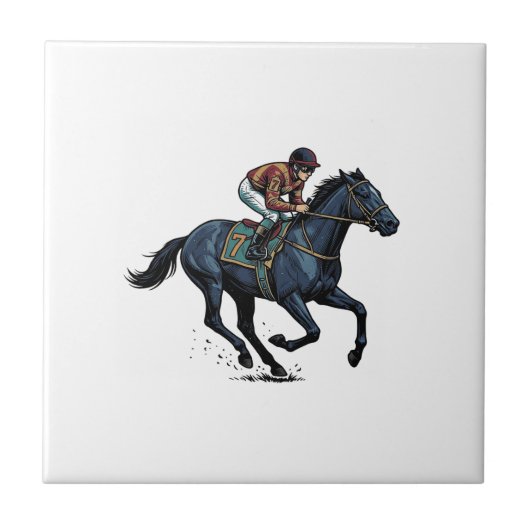 ビンテージ競馬騎手ベクター デザイン_1 タイル (正面)