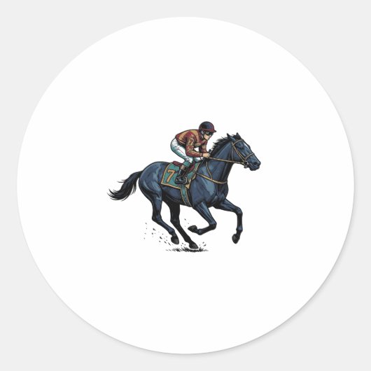 ビンテージ競馬騎手ベクター デザイン_1 ラウンドシール (正面)