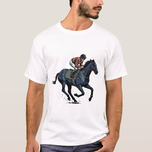 ビンテージ競馬騎手ベクター デザイン_1 Tシャツ (正面)
