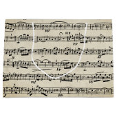 ビンテージ紙に書かれた楽譜 ラージペーパーバッグ (正面)