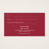 ビンテージ素朴クリスマスギフトカード証明書 (裏面)