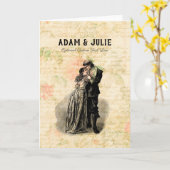 ビンテージ結婚式のカスタマイズ可能なファッションド老夫婦  カード (黄色い花)