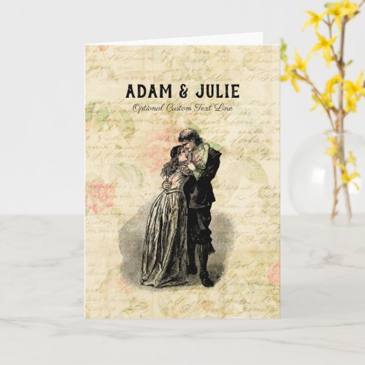 ビンテージ結婚式のカスタマイズ可能なファッションド老夫婦  カード (黄色い花)