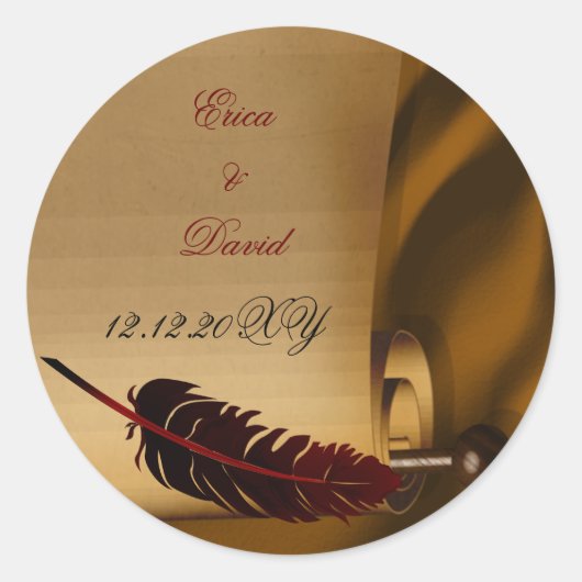 ビンテージ結婚式のラベル ラウンドシール (正面)