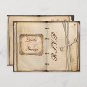 ビンテージ結婚式の出欠カード インビテーションポストカード (正面/裏面)