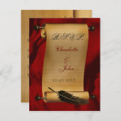 ビンテージ結婚式の出欠カード インビテーションポストカード (正面/裏面)