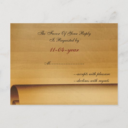 ビンテージ結婚式の出欠カード インビテーションポストカード (裏面)