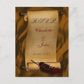 ビンテージ結婚式の出欠カード インビテーションポストカード (正面)