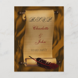 ビンテージ結婚式の出欠カード インビテーションポストカード