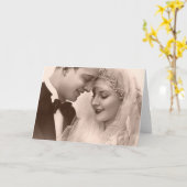 ビンテージ結婚式の新郎新婦 カード (黄色い花)