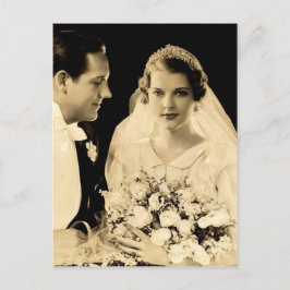 ビンテージ結婚式の新郎新婦 ポストカード