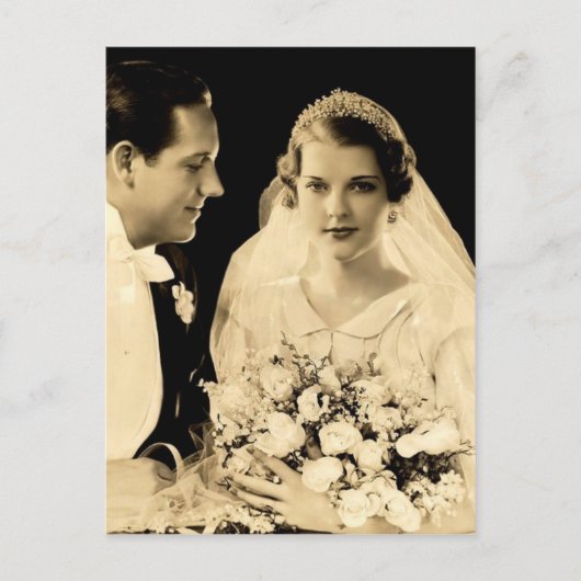 ビンテージ結婚式の新郎新婦 ポストカード (正面)