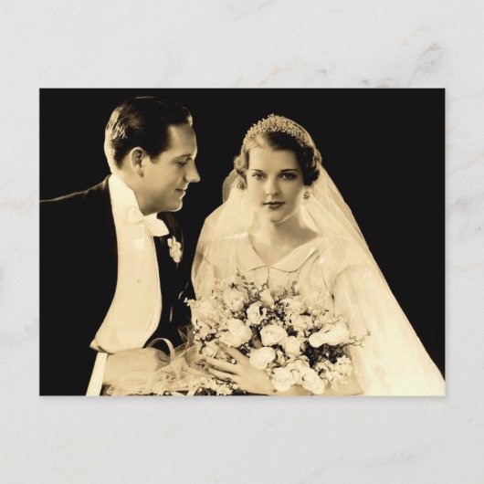 ビンテージ結婚式の新郎新婦 ポストカード (正面)
