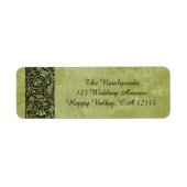 ビンテージ結婚式、ヴィクトリアン フラワー フローラル スクロール ラベル (正面)