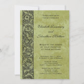 ビンテージ結婚式、ヴィクトリアン フラワー フローラル スクロール 招待状 (正面)