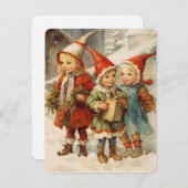 ビンテージ絵画クリスマスと魔法子供 シーズンカード (正面/裏面)