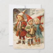ビンテージ絵画クリスマスと魔法子供 シーズンカード (正面)