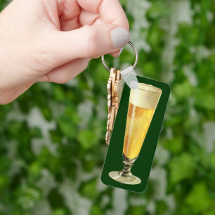 ビンテージ背の高い冷たいドラフトビール、アルコール飲料 キーホルダー