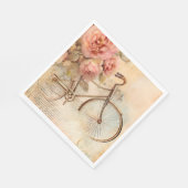ビンテージ自転車と花のデコパージュ/パーティー用 スタンダードランチョンナプキン (角)