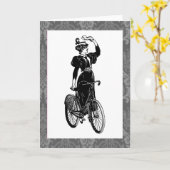ビンテージ自転車乗り カード (黄色い花)