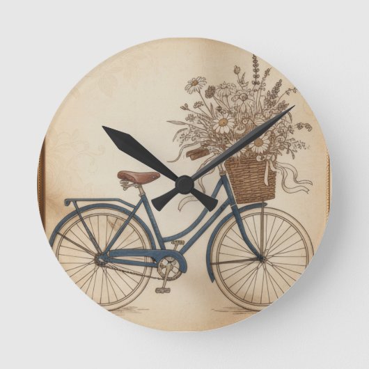 ビンテージ自転車 ラウンド壁時計 (正面)