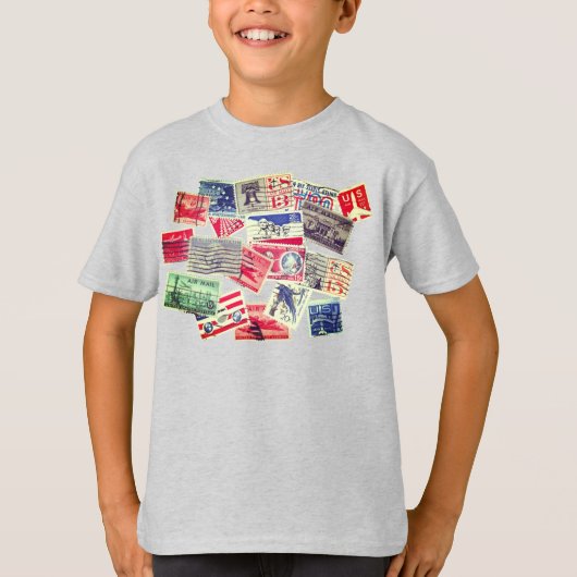 ビンテージ航空郵便切手 Tシャツ (正面)