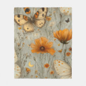 ビンテージ蝶の野の花 (1) フリースブランケット (正面)