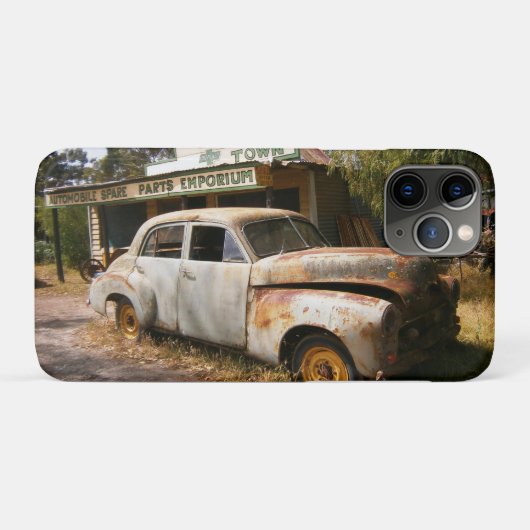 ビンテージ車とガレージ、ケースメイトiPhoneケース Case-Mate iPhoneケース (裏面(横))