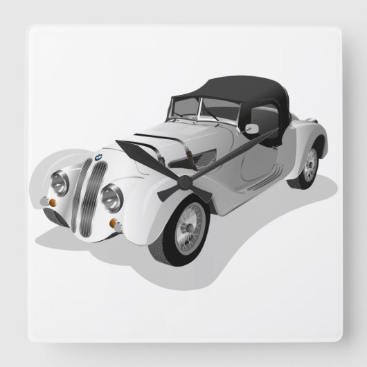 ビンテージ車 スクエア壁時計 (正面)
