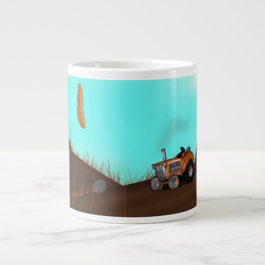 ビンテージ農場のトラクター ジャンボコーヒーマグカップ (正面)