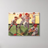 ビンテージ野球スポーツチーム、少年たちのはしゃぎ キャンバスプリント (正面)