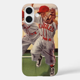 ビンテージ野球スポーツチーム、少年たちのはしゃぎ iPhone 16ケース