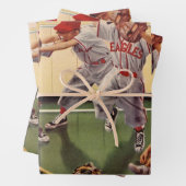 ビンテージ野球スポーツチーム、少年たちの喧嘩 ラッピングペーパーシート (インサイチュ)