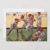 ビンテージ野球チーム、少年たちの荒々しいじゃれ合い (正面)