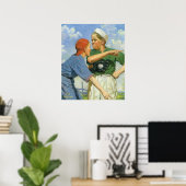 ビンテージ野球、子供、少年スポーツ ポスター (ホームオフィス)