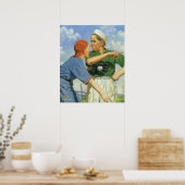 ビンテージ野球、子供、少年スポーツ ポスター (キッチン)