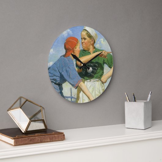 ビンテージ野球、子供、少年スポーツ ラージ壁時計 (オフィス)