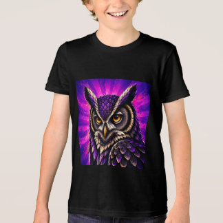 ビンテージ野生生物 フクロウ デザイン トライブレンドTシャツ