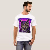 ビンテージ野生生物 フクロウ デザイン Tシャツ (正面フル)