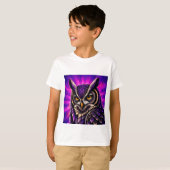 ビンテージ野生生物 フクロウ デザイン Tシャツ (正面フル)