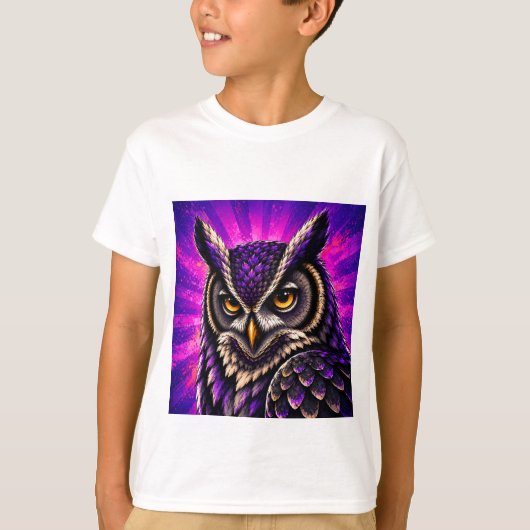 ビンテージ野生生物 フクロウ デザイン Tシャツ (正面)