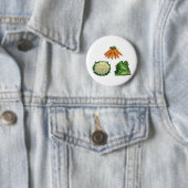 ビンテージ野菜; ニンジン、カリフラワー、レタス 缶バッジ (インサイチュ)