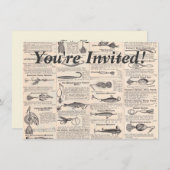 ビンテージ釣り用ルアー：1900年代のアンティーク漁師 招待状 (正面/裏面)