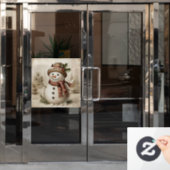 ビンテージ雪だるま窓用ステッカー ウィンドウサイン (オフィスドア)