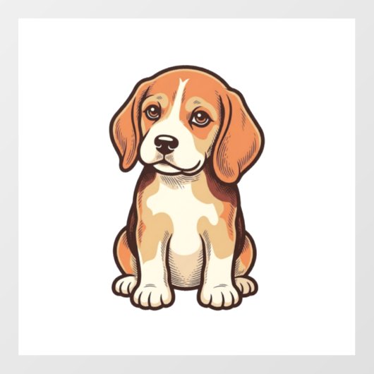 ビンテージ風に彫刻されたビーグルパピー ベクターアート_1 ウィンドウサイン (シート)