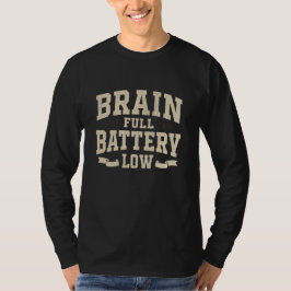 ビンテージ風のバッテリー残量少ない脳 Tシャツ