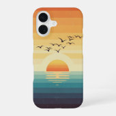 ビンテージ風の海鳥の飛翔 iPhone 16ケース (裏面)