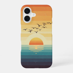 ビンテージ風の海鳥の飛翔 iPhone 16ケース