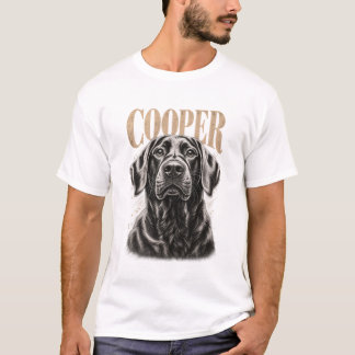ビンテージ風の犬の肖像画の彫刻スタイル Tシャツ
