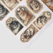 ビンテージ風の猫タグの美しいセット 薄葉紙 (詳細)